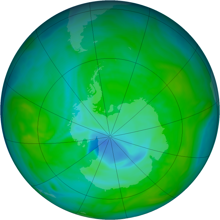 Antarctic ozone map for 17 December 2005